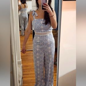 Baby blue print jumpsuit